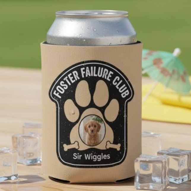 Porta-lata Foster Failure Club Dog Mom Can Cooler Gift (Dog Foster Failure Club pet photo can cooler)