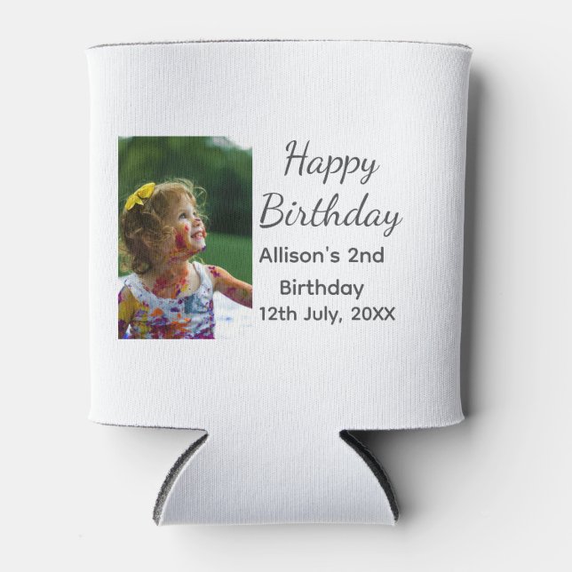 Porta-lata Foto: Apelido clássico moderno data feliz aniversá (Frente)