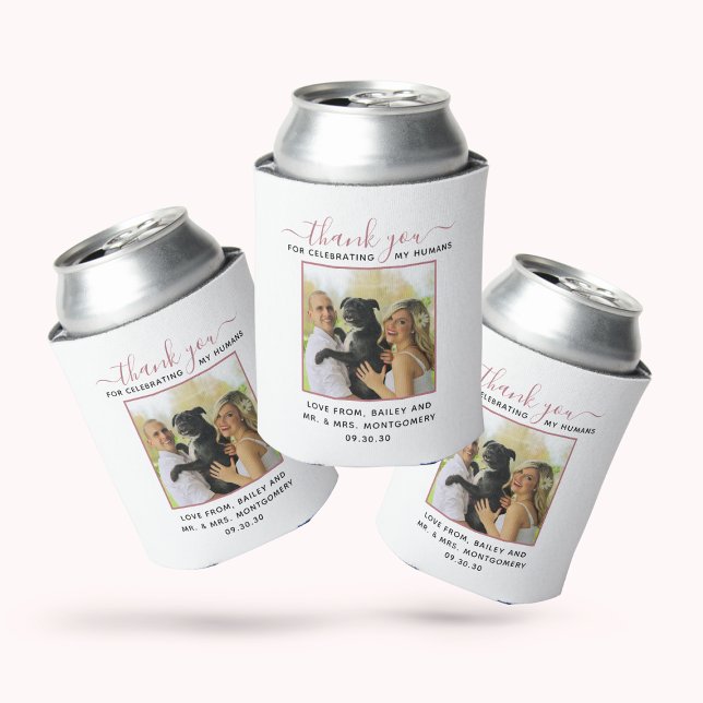 Porta-lata Foto de casamento personalizada com animal de esti (Criador carregado)