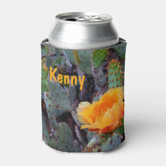 Porta-lata Foto de flor de cacto de pera picante de laranja (Can Front)