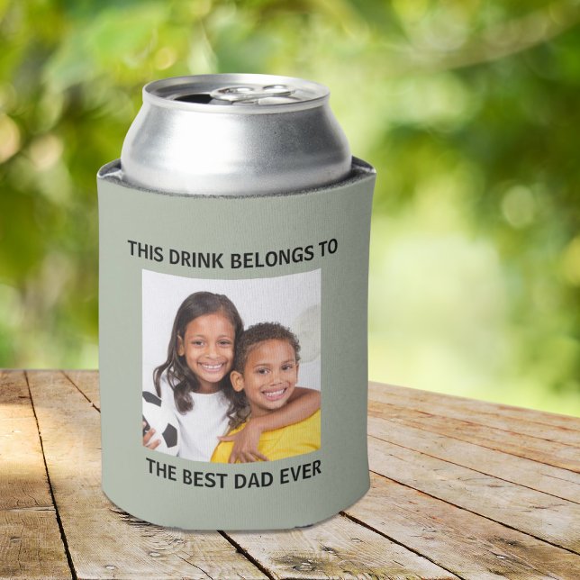 Porta-lata Foto do Melhor Pai Nunca (Celebrate the best dad ever with a custom photo can cooler - a gift that he will love, use and enjoy)