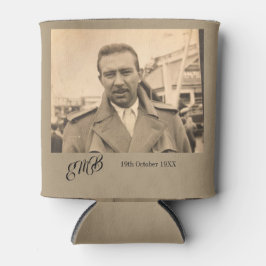 Porta-lata Foto do Monograma Elegante de Nascimento Masculino