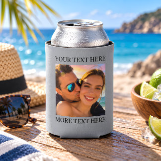 Porta-lata Foto e Texto Cinza Personalizados