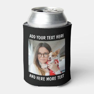 Porta-lata Foto e Texto ou Nome Personalizado Bebida Preta Ma