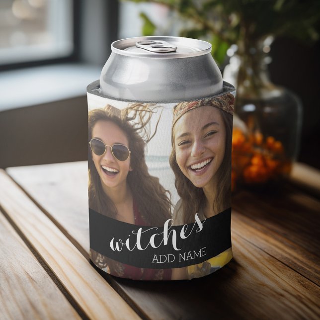 Porta-lata Foto e texto personalizados (Fun personalized photo can cooler with a place to add a theme and custom text)