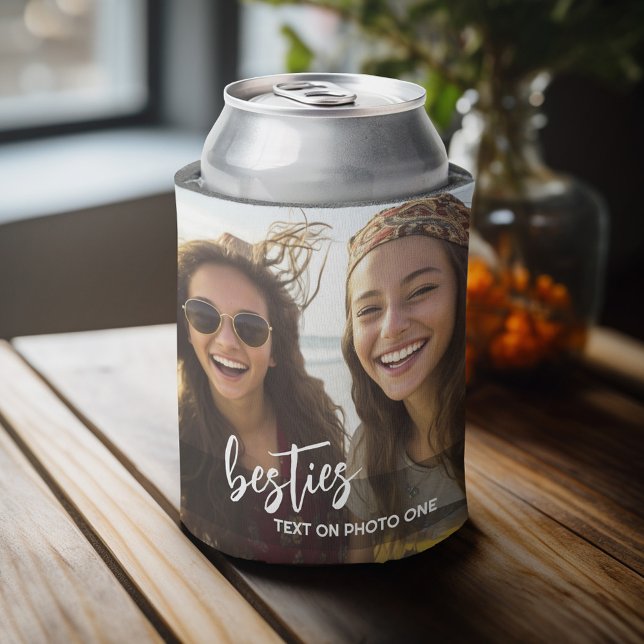 Porta-lata Foto Personalizada 2 - Texto Personalizado - Besti (Personalized can cooler with an area to add photos and custom text)