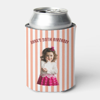 Porta-lata Foto Personalizada de Listra Retro de Aniversário