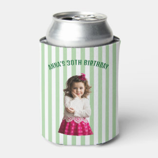 Porta-lata Foto Personalizada de Listra Retro de Aniversário