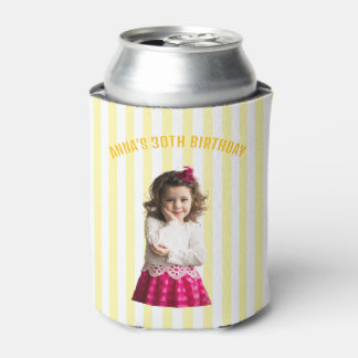 Porta-lata Foto Personalizada de Listra Retro de Aniversário