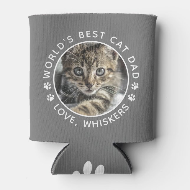 Porta-lata Foto personalizada do melhor Pai de gato do mundo (Frente)