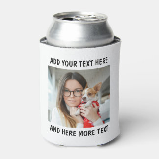 Porta-lata Foto Personalizada e Texto ou Nome Branco Bebida S