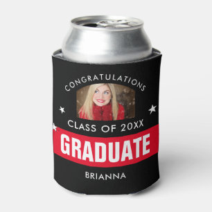 Porta-lata Foto Personalizada para Graduação Vermelha e Pre
