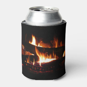Porta-lata Fotografia da cena de inverno quente em lareira