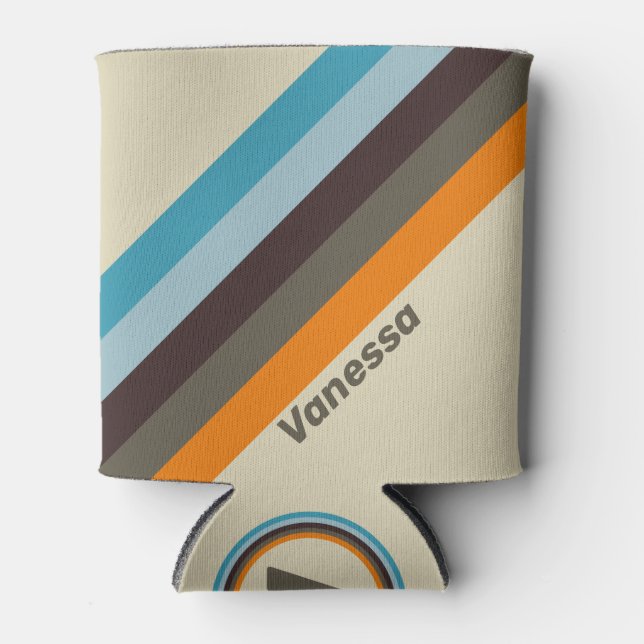 Porta-lata Foxglove Rust Strips com Nome (Frente)