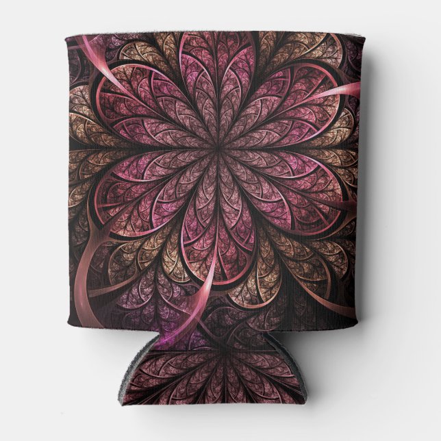 Porta-lata Fractal Bloom: Fusão rosa e Dourada (Frente)