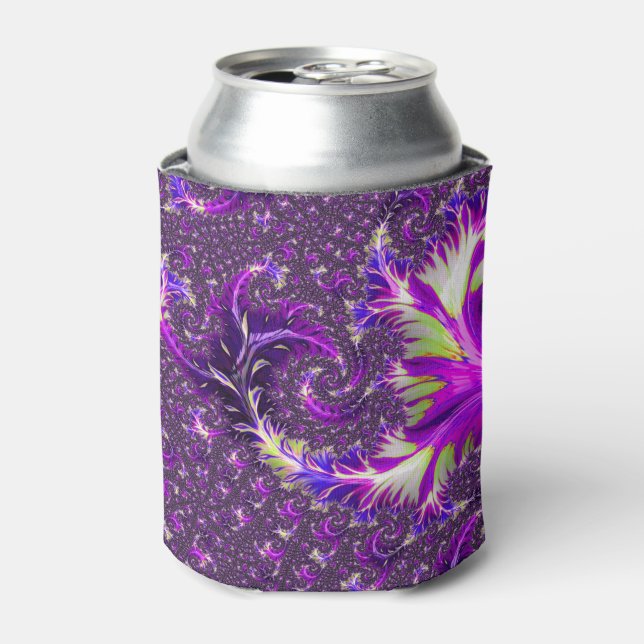 Porta-lata Fractal espiral de Groovy Boho Colorida Vibrante (Can Front)