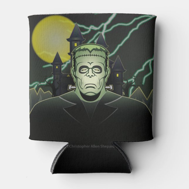 Porta-lata Frankenstein Monster Halloween Castle Lightning (Frente)