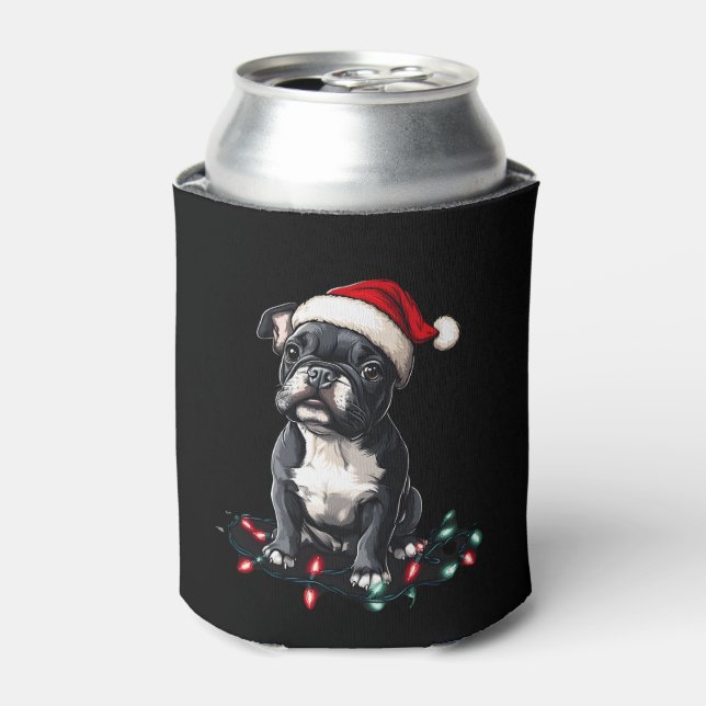 Porta-lata French Bulldog Christmas Lights Xmas Dogs Gifts Me (Can Front)