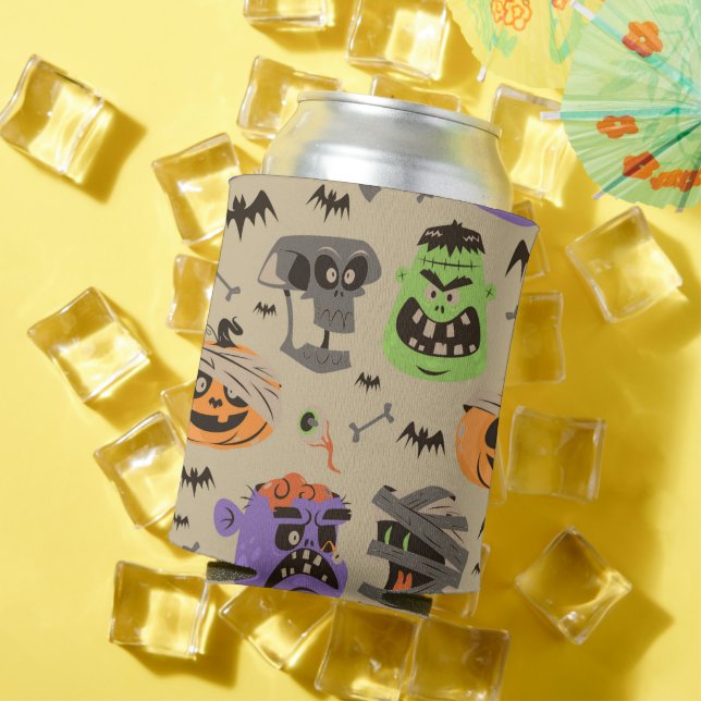 Porta-lata Fresco de padrão de colheita do Halloween (Verão in situ)