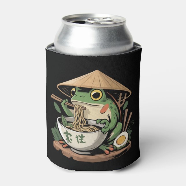 Porta-lata Frog Eating Ramen Kawaii Neko Japanese Noodles  (Can Front)