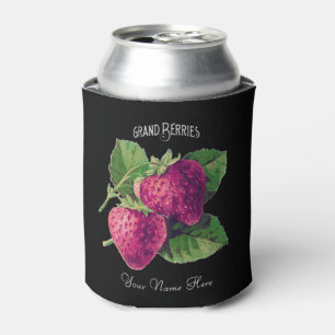 Porta-lata Fruta De Berry De Morango Preto Adicione Seu Nome