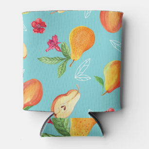 Porta-lata Frutas de jardim: Azul de aquarela.