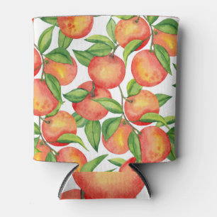 Porta-lata Frutas de mandarina: padrão uniforme de aquarela.