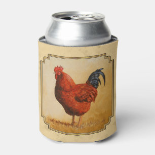 Porta-lata Fundo Amarelo Vermelho do Rooster Rhode Island