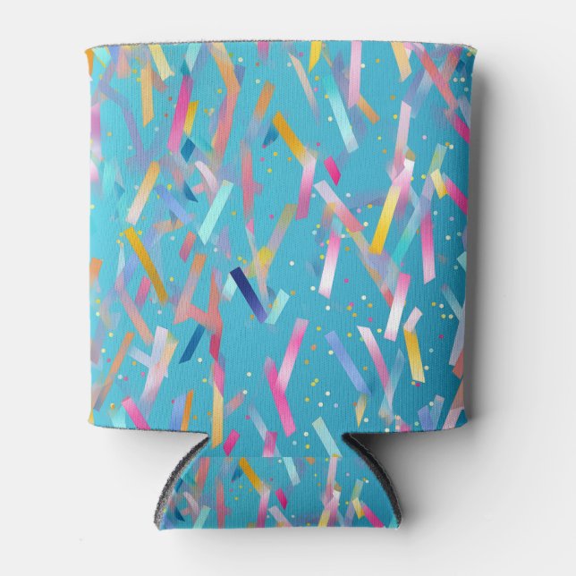 Porta-lata Fundo de confete multicolorido em azul (Frente)