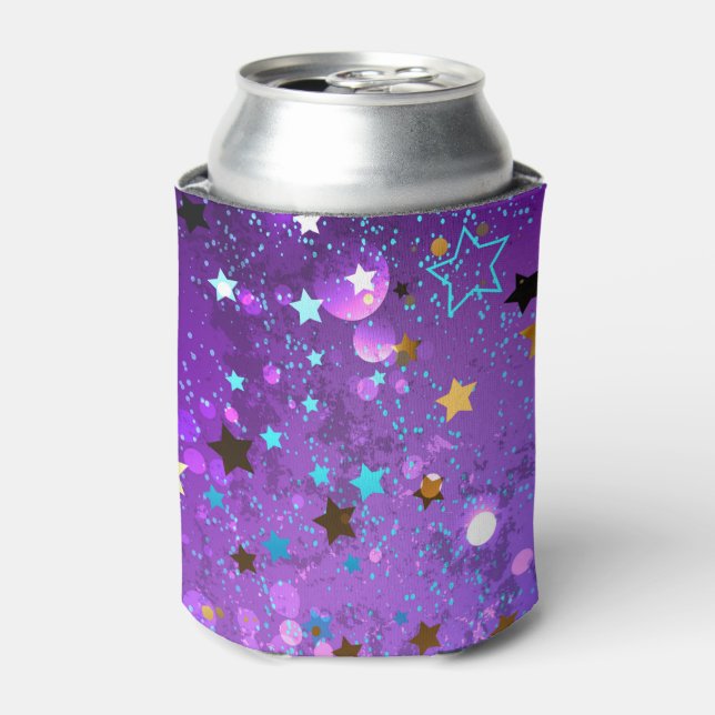 Porta-lata Fundo de papel alumínio roxo com estrelas (Can Front)