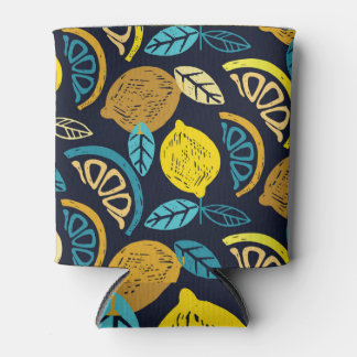 Porta-lata Fundo do Padrão de Doodle de Limão Citrus