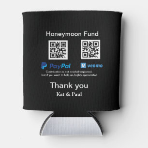 Porta-lata Fundo Honeymoon PayPal Venmo obrigado de código QR