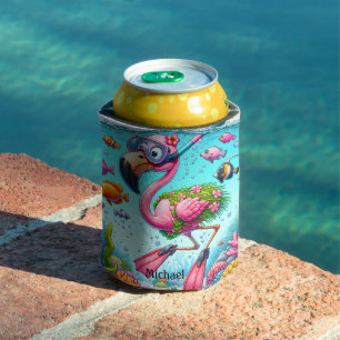 Porta-lata Funky Flamingo Fica Hidificado Meu Amigo