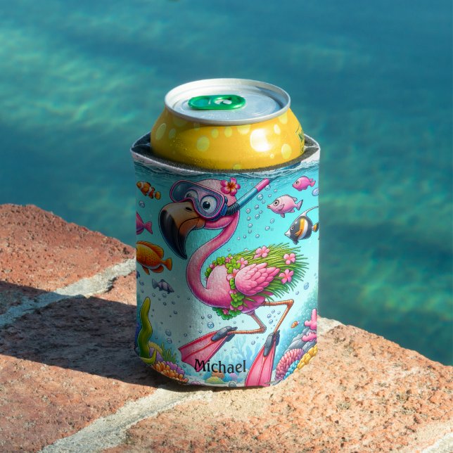 Porta-lata Funky Flamingo Fica Hidificado Meu Amigo (Piscina in situ)