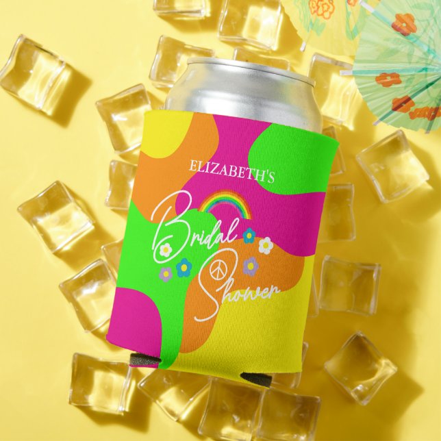 Porta-lata Funky Retro Bridal Shower (Verão in situ)
