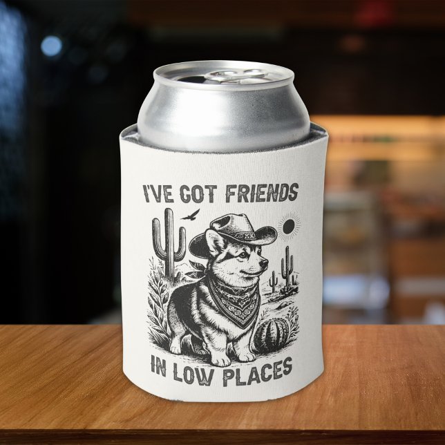 Porta-lata Funny Corgi Cowboy Can Cooler (Criador carregado)