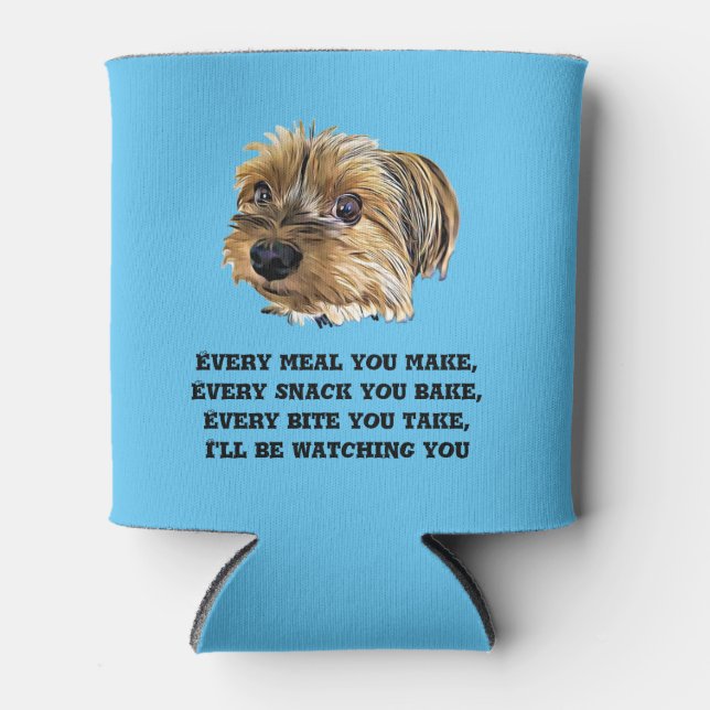 Porta-lata Funny Cute Yorkshire Terrier Dog Black and White (Frente)