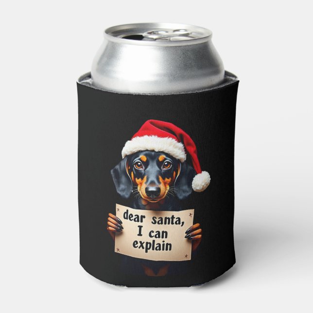 Porta-lata Funny Dachshund Christmas Dear Santa I Can Explain (Can Front)