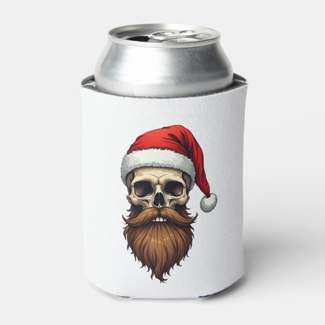 Porta-lata Funny Hipster Santa Skull Face With Hat Beard Chri (Can Front)