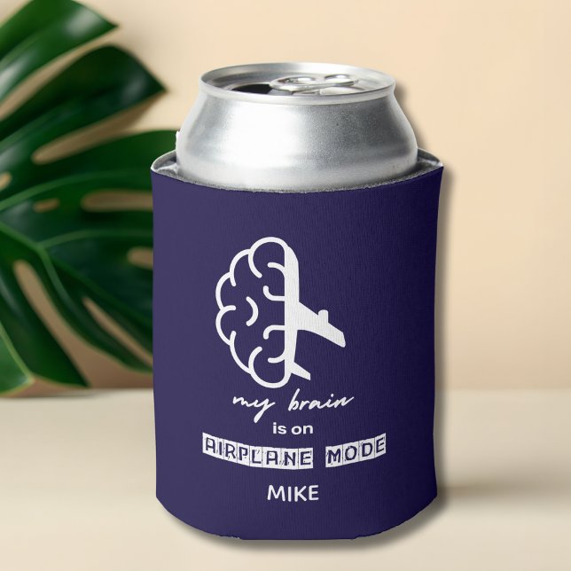 Porta-lata Funny My Brain is on Airplane Mode Coworker Travel (Criador carregado)