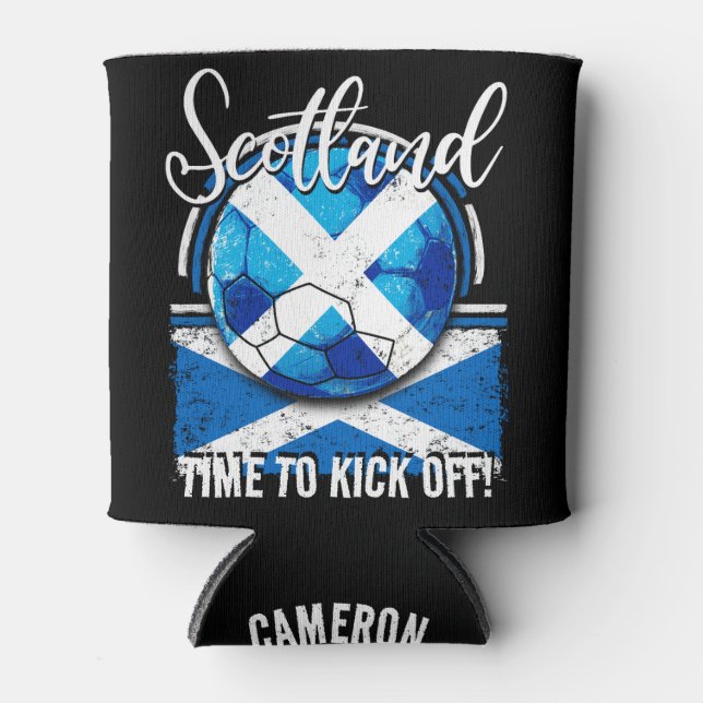 Porta-lata Futebol Scotland Flag, Retro Blue Flag Soccer (Frente)