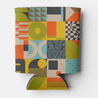 Porta-lata Futuro retrô: trabalho de arte abstrato pastel.