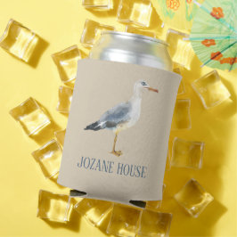 Porta-lata Gaivota de Praia em Aquarela Personalizada