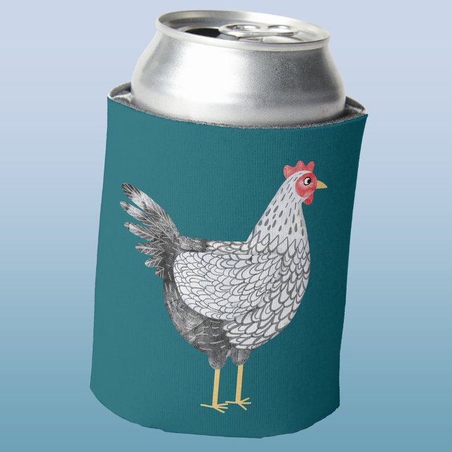 Porta-lata Galinha Wyandotte divertida em aquarela (Fun Wyandotte chicken hen watercolor can cooler)