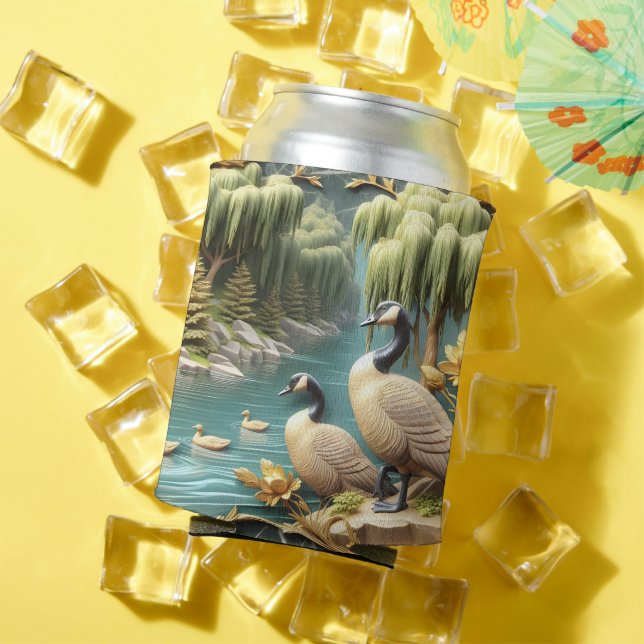 Porta-lata Gansos do Canadá em meio aos chorões (Verão in situ)