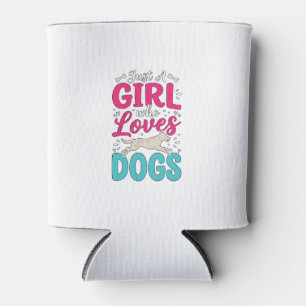 Porta-lata Garota Ama Cachorros Tipografia de Gravura Vintage