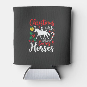 Porta-lata Garota de Natal que Ama Cavalos