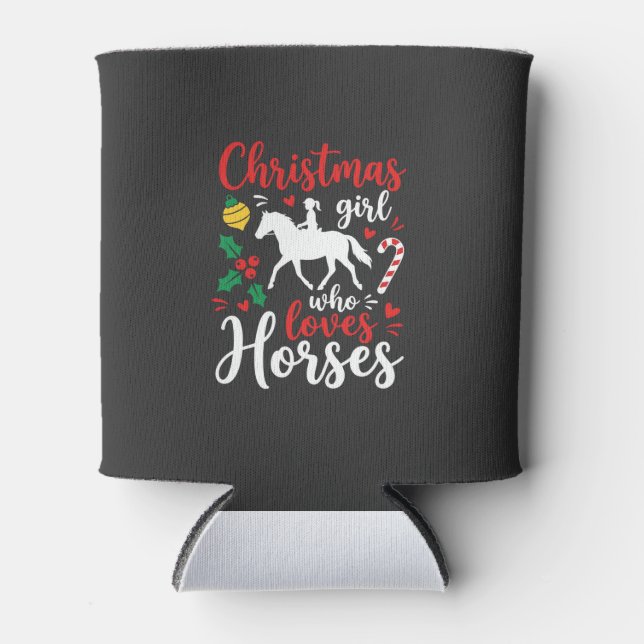 Porta-lata Garota de Natal que Ama Cavalos (Frente)