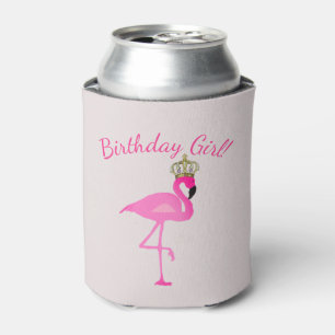 Porta-lata Garota Flamingo Crowingo Birthday Pode Resfriar