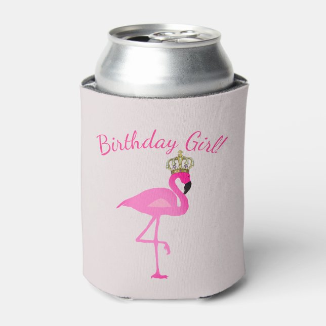 Porta-lata Garota Flamingo Crowingo Birthday Pode Resfriar (Can Front)
